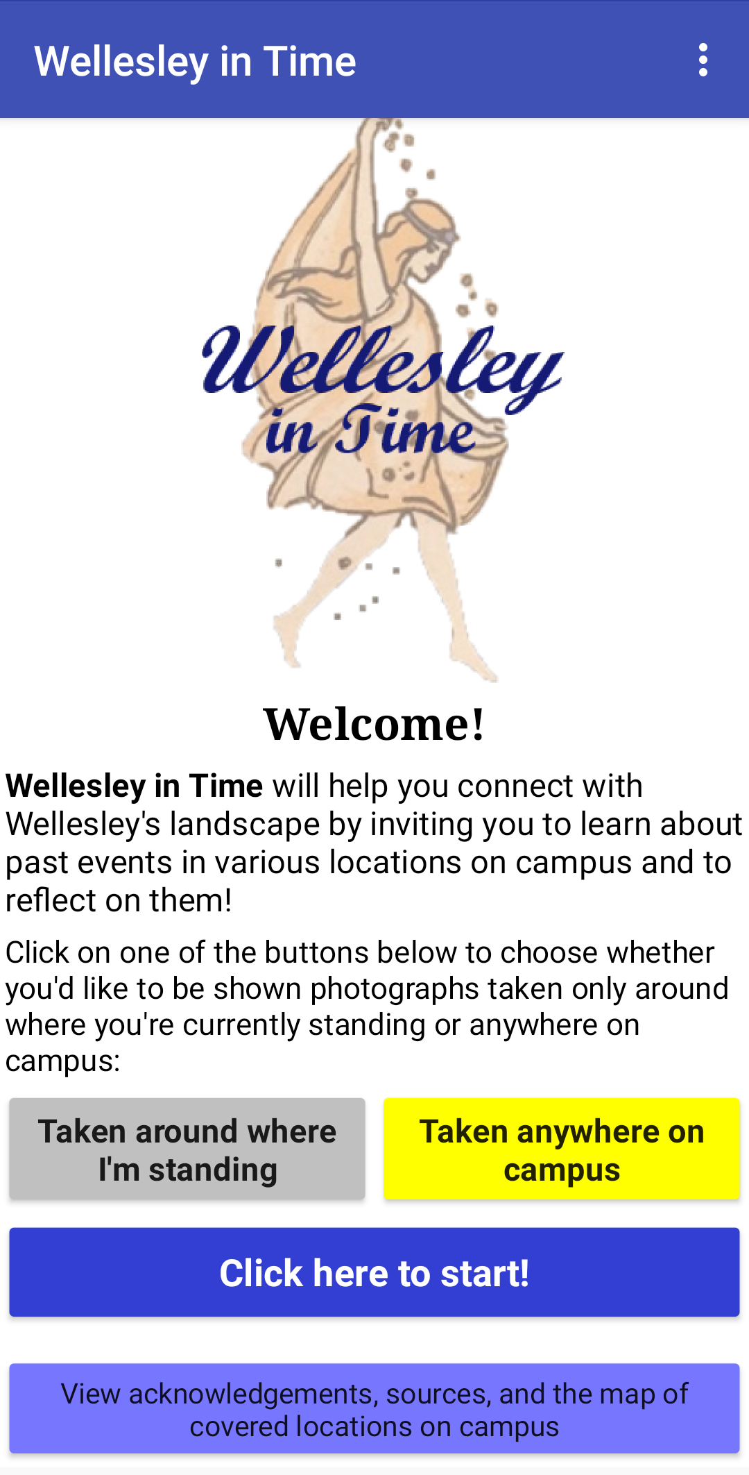 Screenshot of the first page of Wellesley in Time